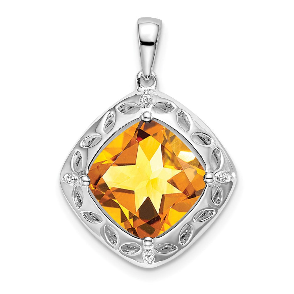 sterling silver citrine and real diamond pendant pm7078 ci 002 ssa