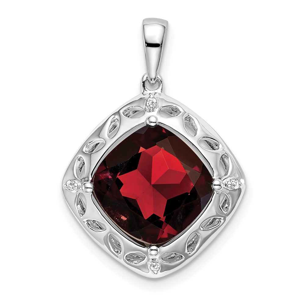 sterling silver garnet and real diamond pendant pm7078 ga 002 ssa