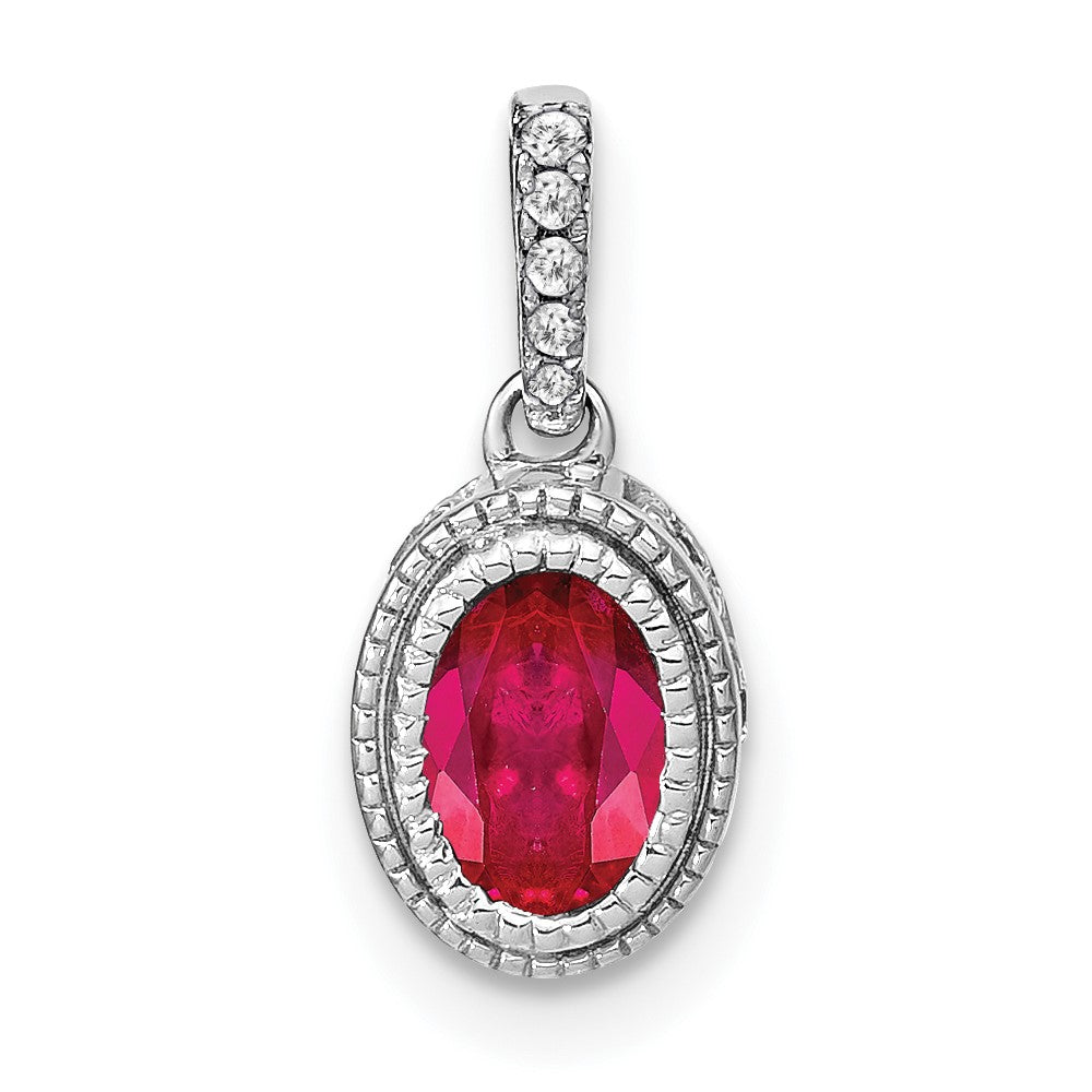 14k white gold oval ruby and real diamond pendant pm7093 ru 011 wa