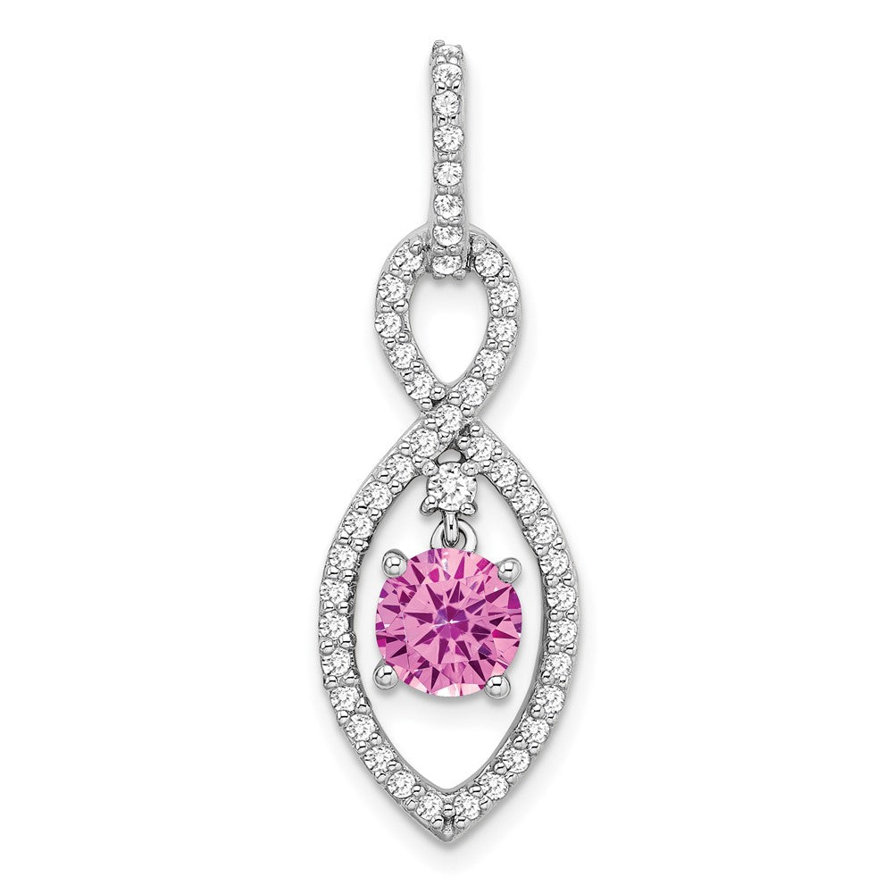14k white gold created pink sapphire and real diamond pendant pm7111 cps 039 wa