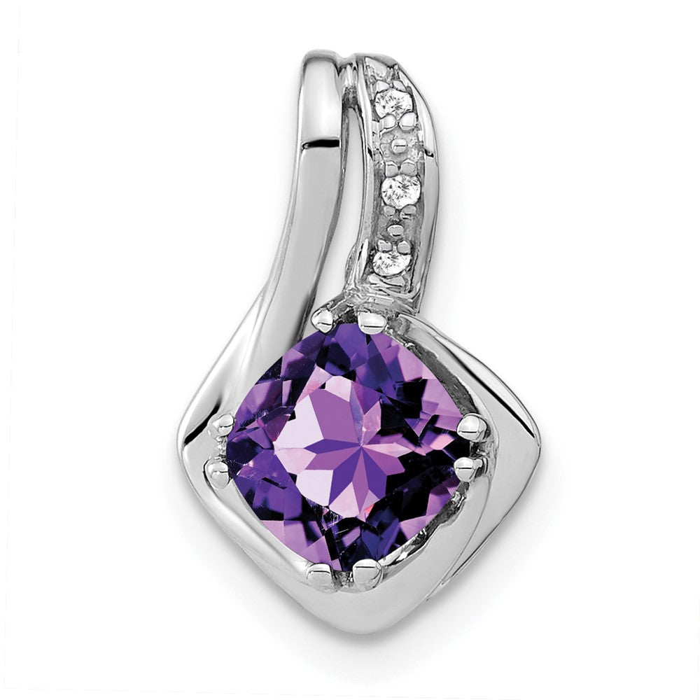 14k white gold amethyst and real diamond pendant pm7117 am 002 wa