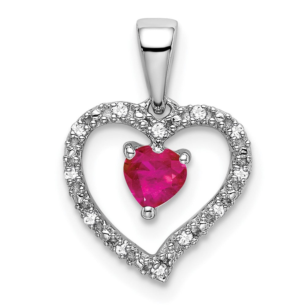 14k white gold ruby and real diamond heart pendant pm7168 ru 006 wa