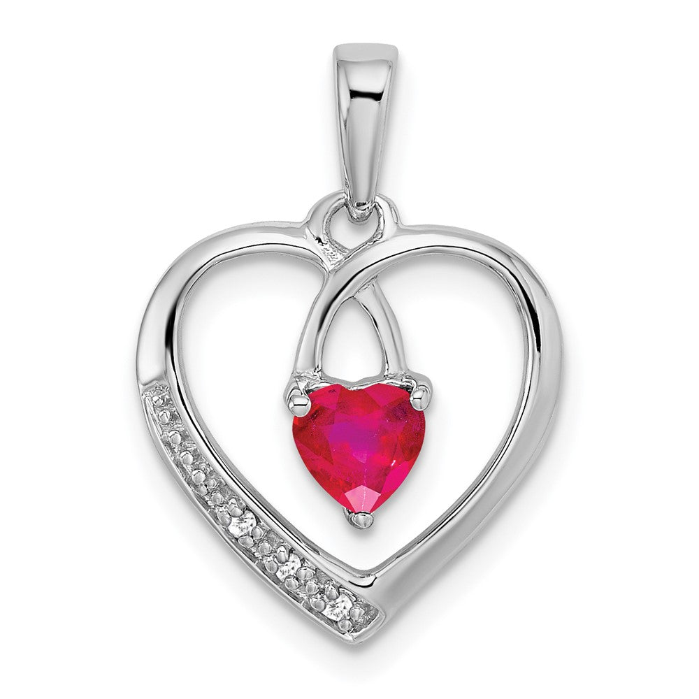 14k white gold ruby and real diamond heart pendant pm7170 ru 002 wa
