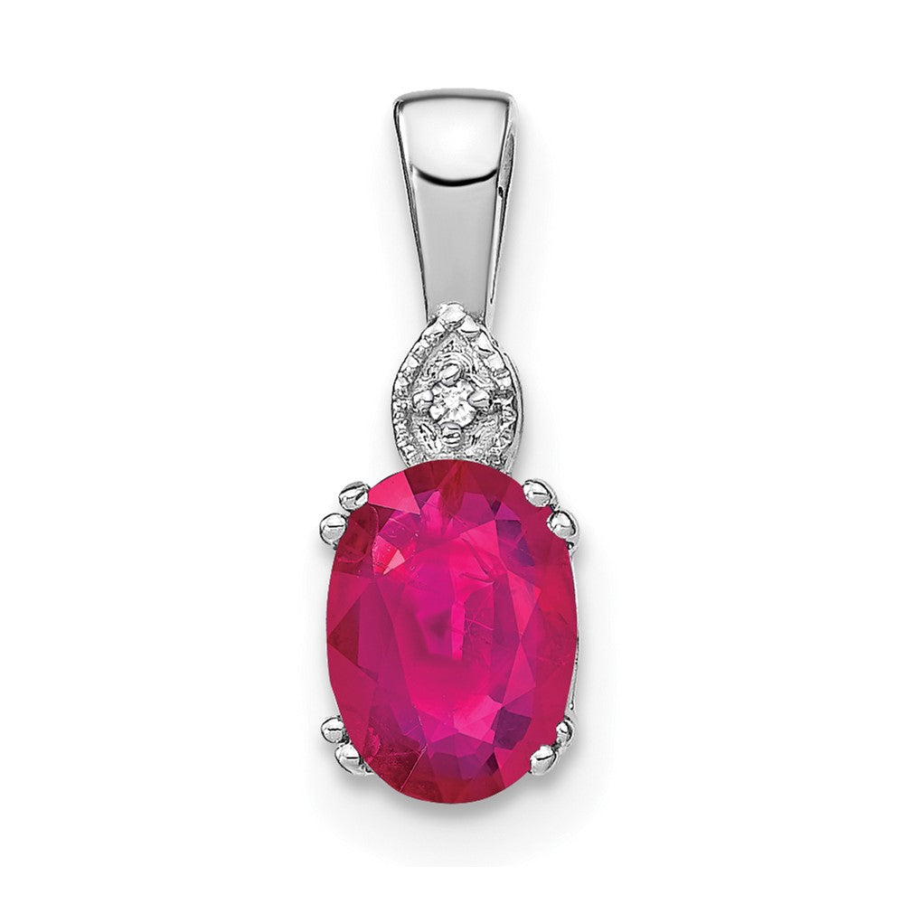14k white gold oval ruby and real diamond pendant pm7185 ru 001 wa
