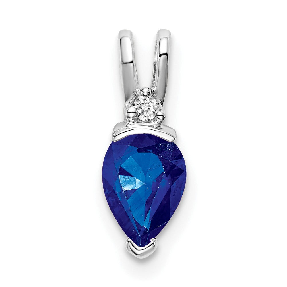 14k white gold pear sapphire and real diamond pendant pm7189 sa 002 wa