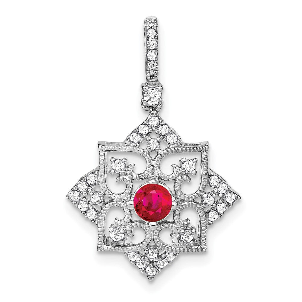 14k white gold ruby and real diamond pendant pm7196 ru 025 wa