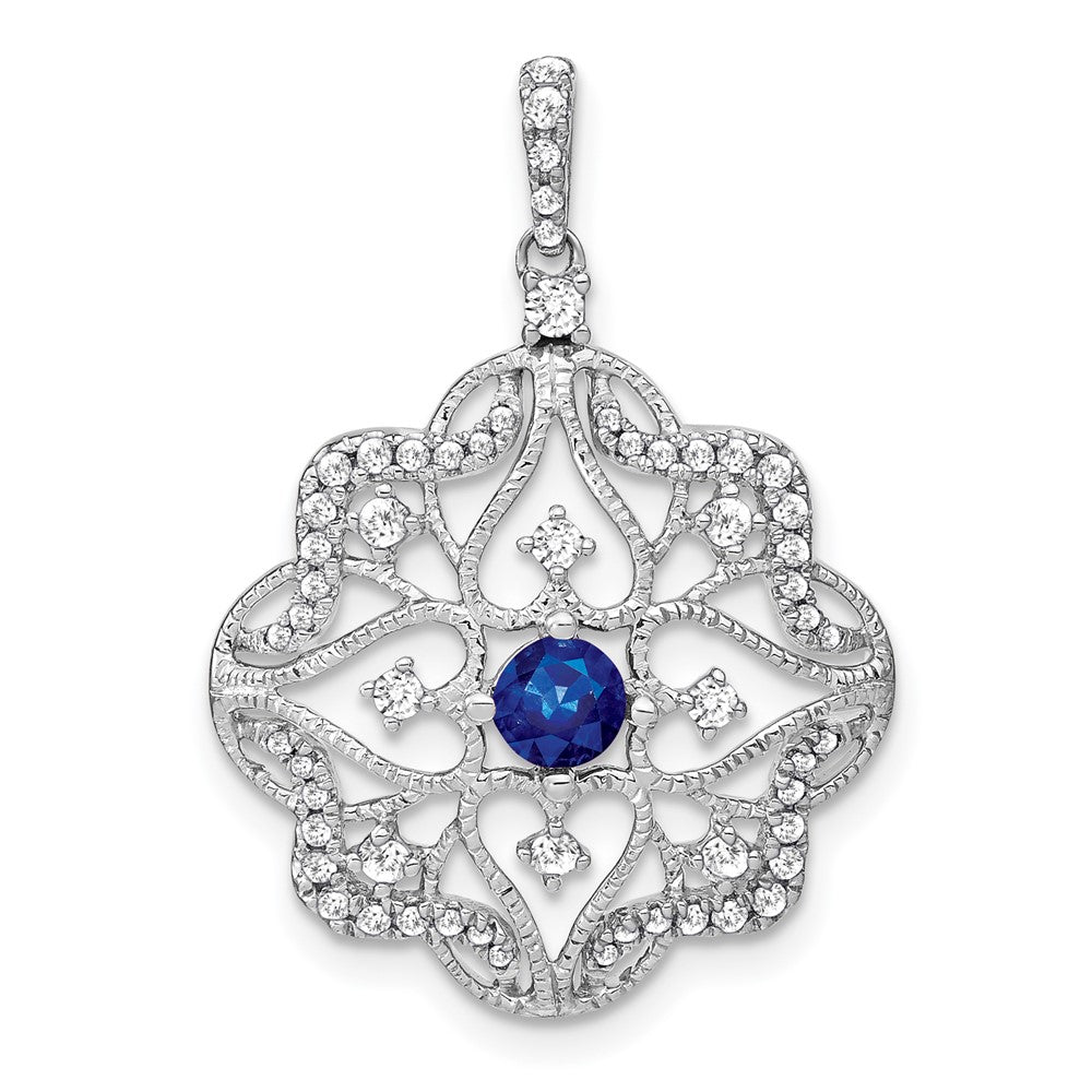 14k white gold sapphire and real diamond pendant pm7198 sa 038 wa