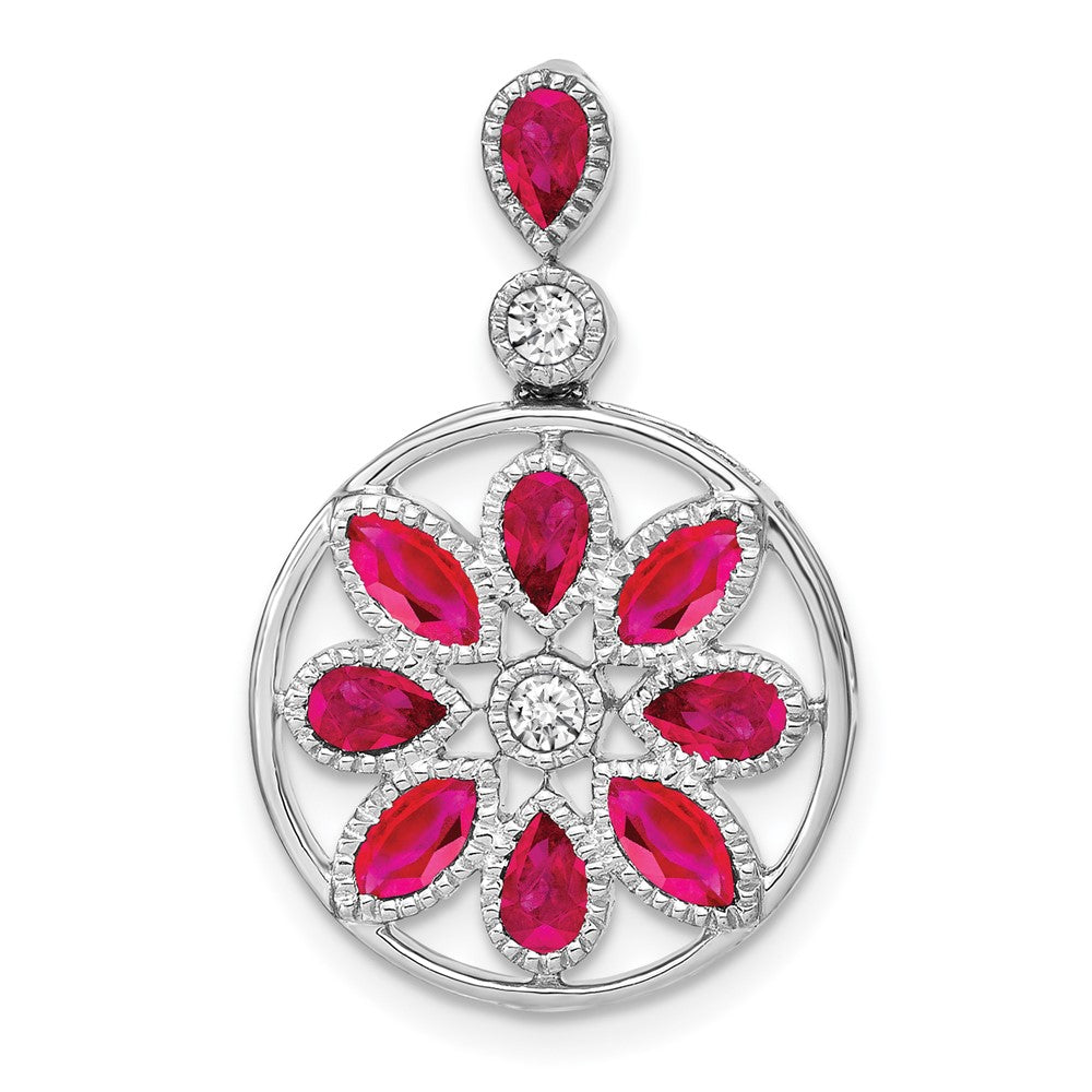 14k white gold ruby and real diamond pendant pm7205 ru 009 wa