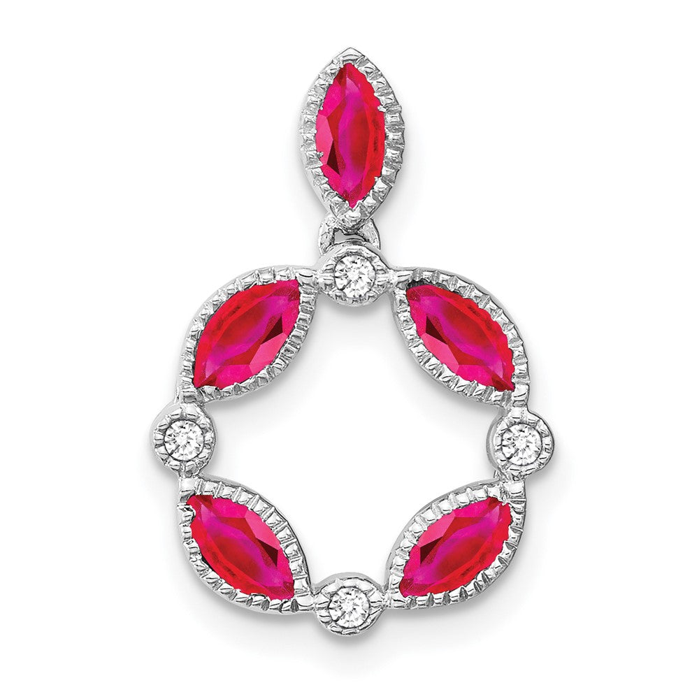 14k white gold ruby and real diamond pendant pm7206 ru 005 wa