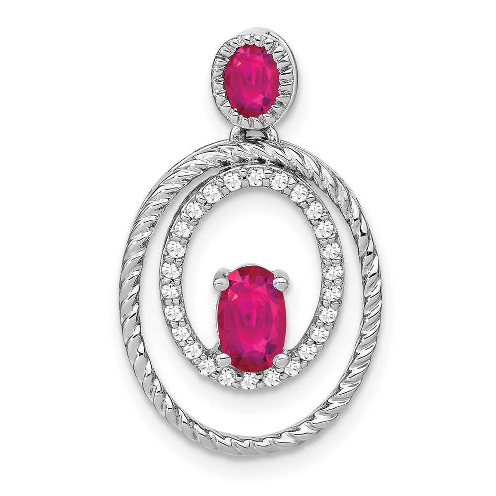 14k white gold ruby and real diamond oval pendant pm7208 ru 016 wa