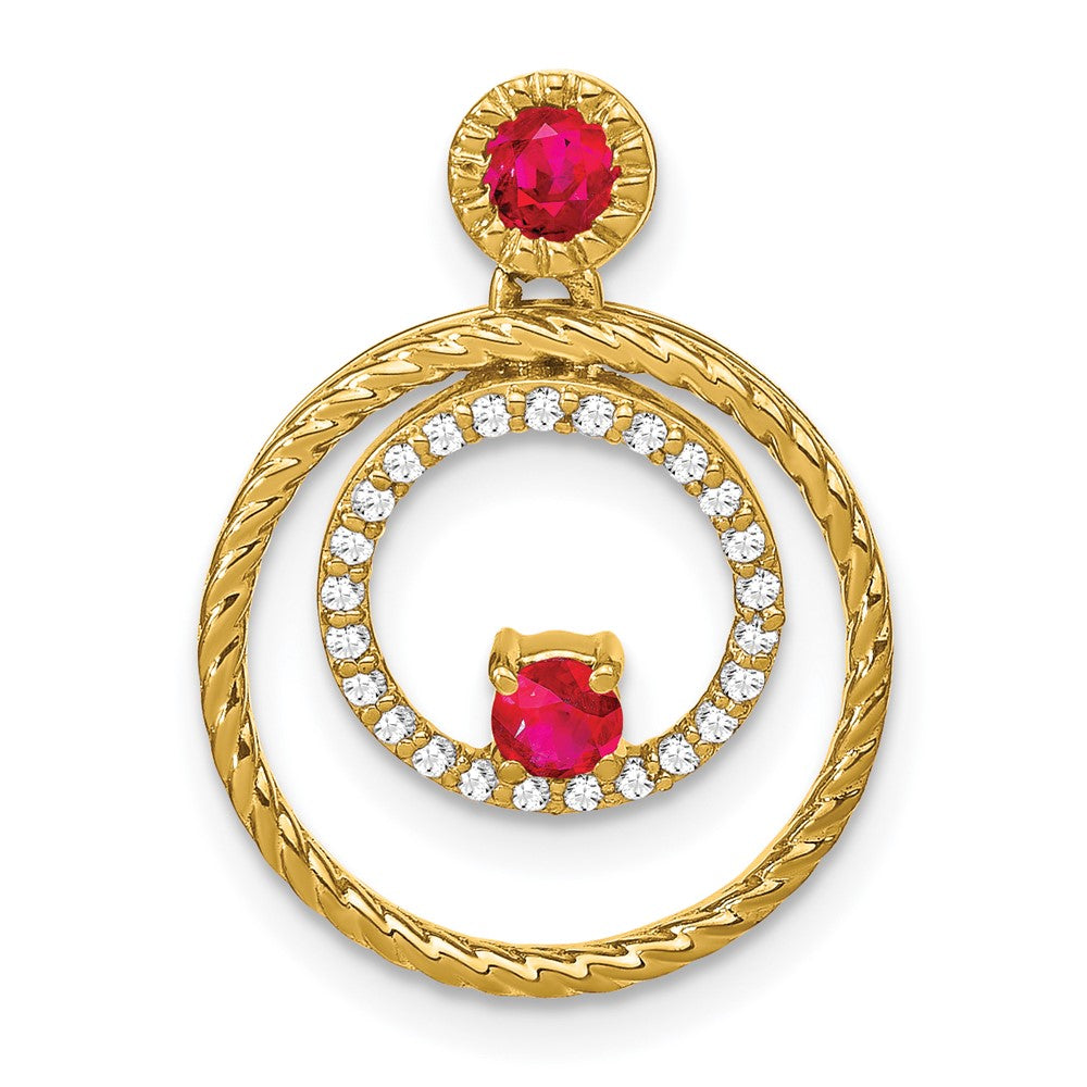 14k yellow gold ruby and real diamond circles pendant pm7209 ru 013 ya