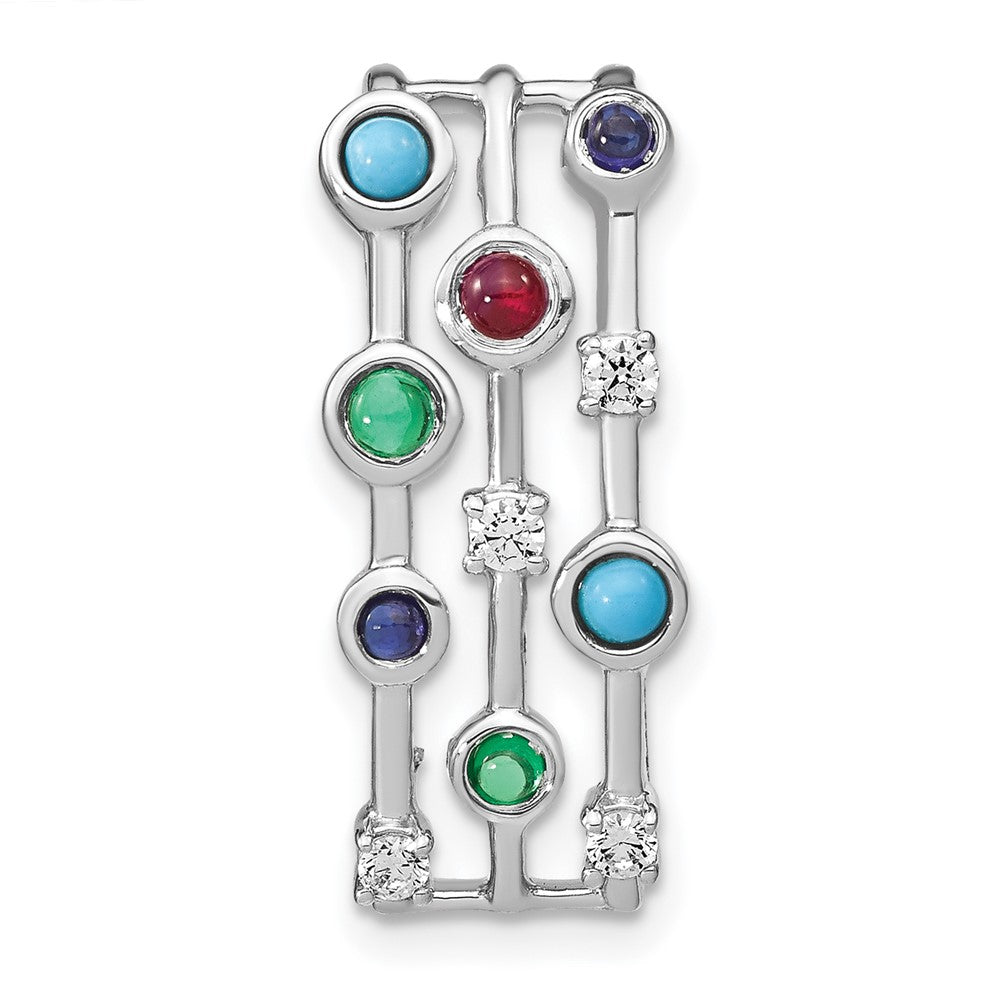 14k white gold gemstone and turquoise modern chain slide pm7253 sa 015 wa