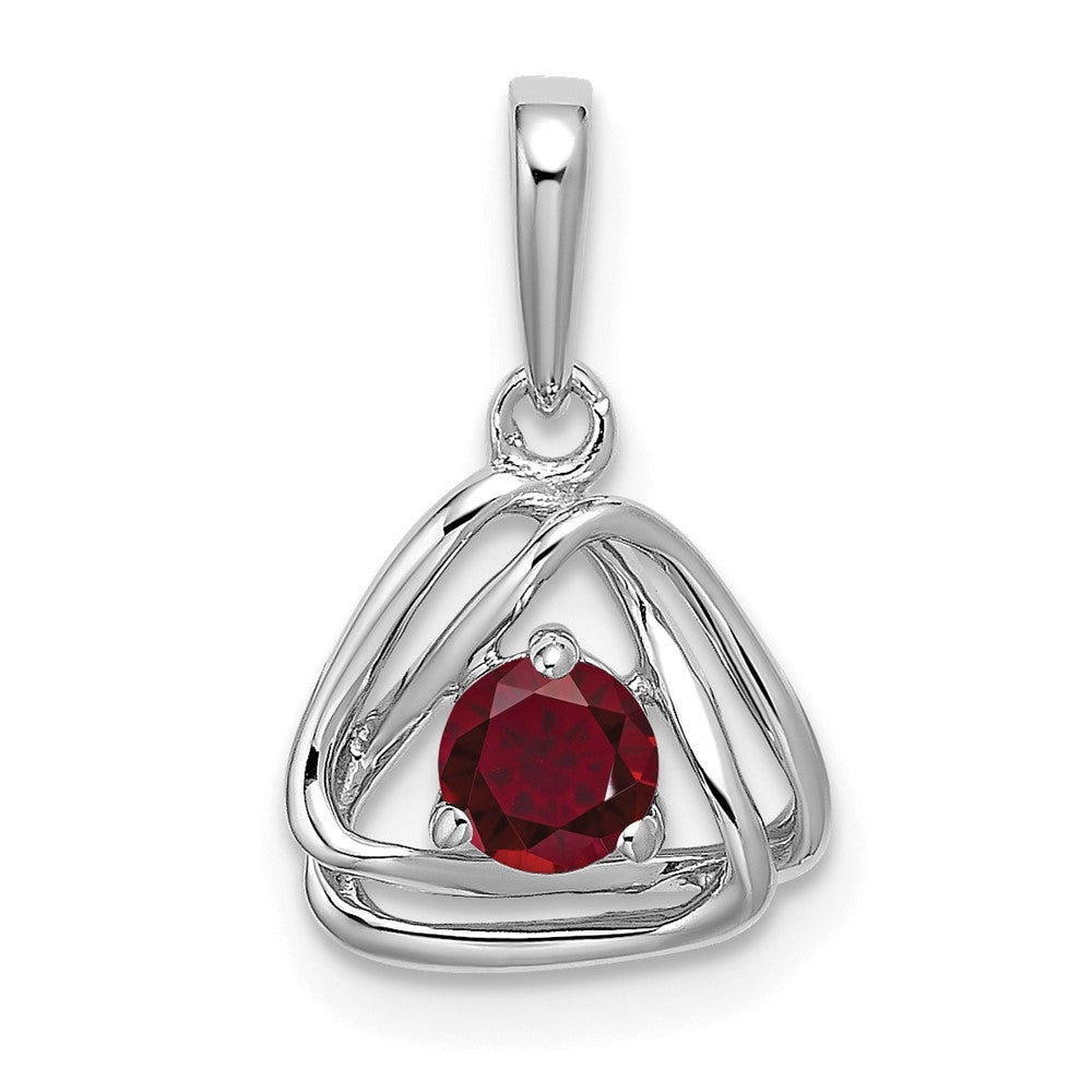 14k white gold created ruby triangle pendant pm7395 cru w
