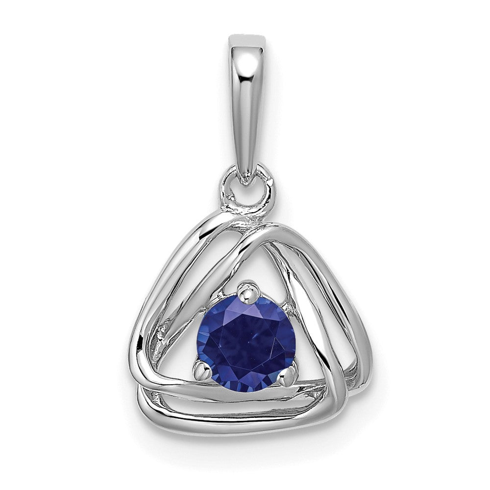 14k white gold created sapphire triangle pendant pm7395 csa w