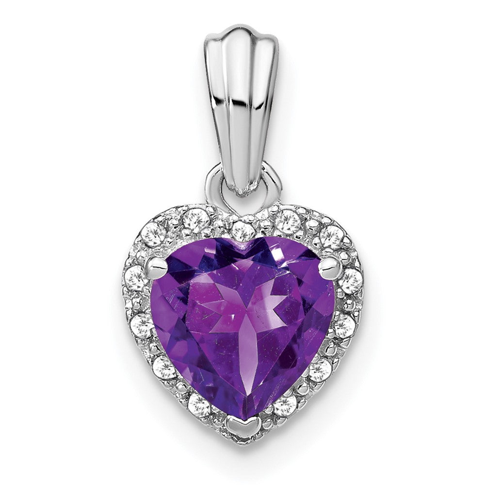 sterling silver amethyst and real diamond pendant pm7400 am 007 ssa