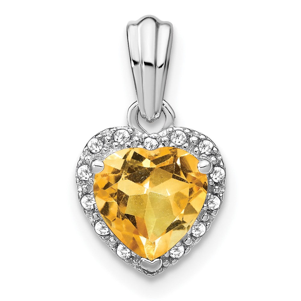 sterling silver citrine and real diamond pendant pm7400 ci 007 ssa