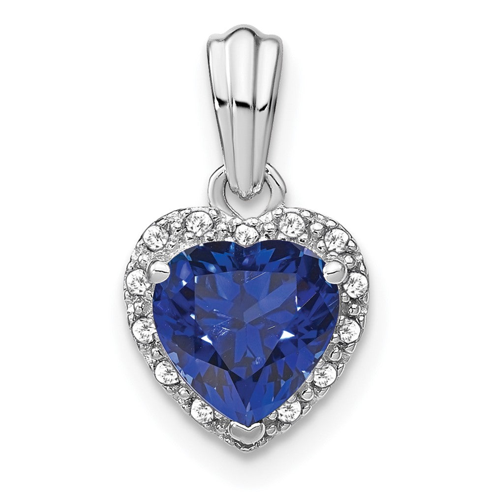 sterling silver created sapphire and real diamond pendant pm7400 csa 007 ssa