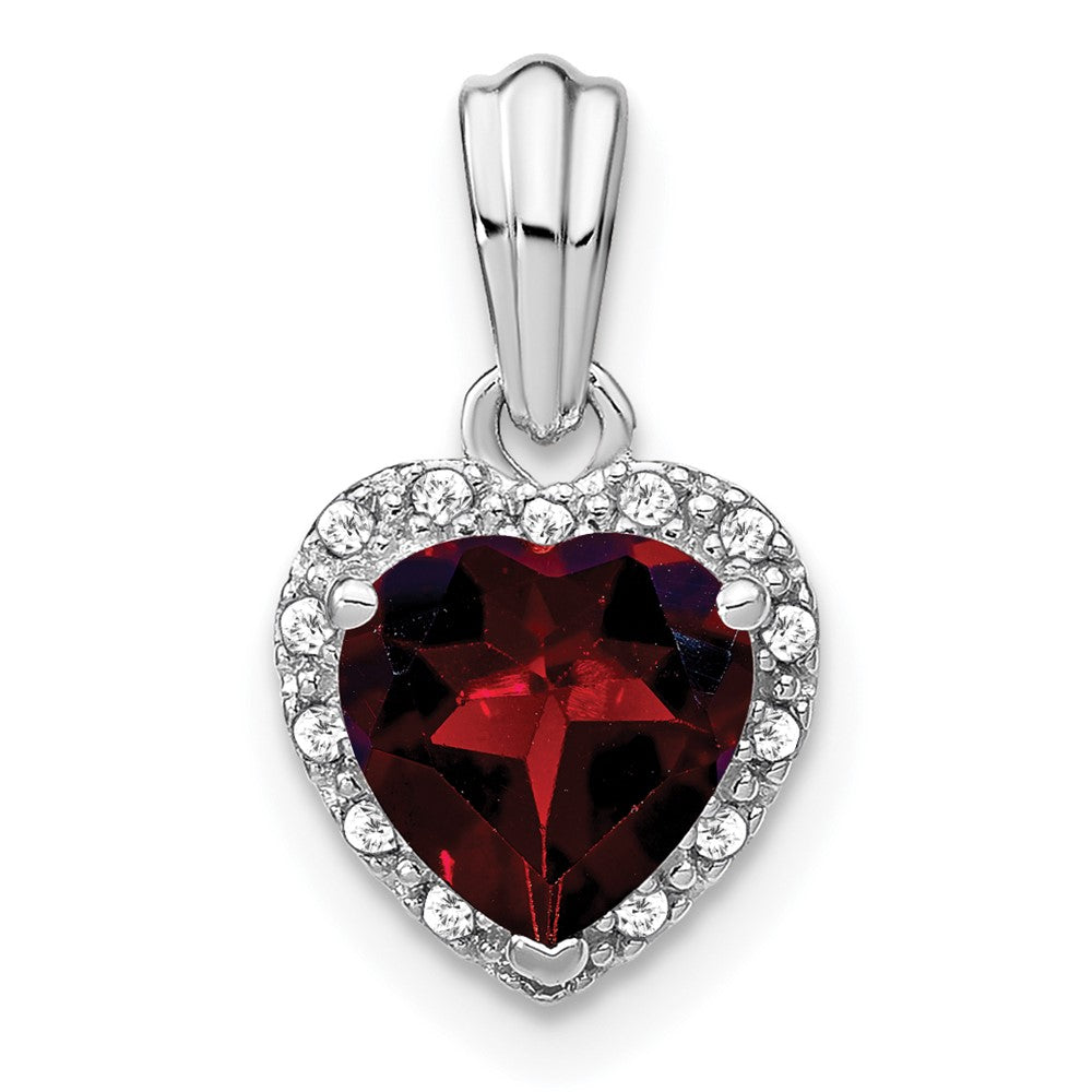 sterling silver garnet and real diamond pendant pm7400 ga 007 ssa