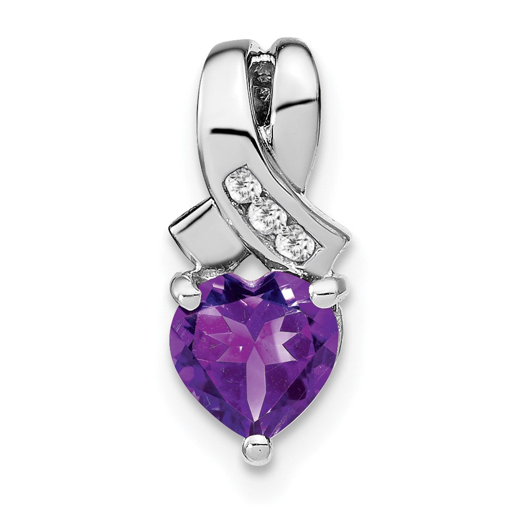 sterling silver amethyst and real diamond pendant pm7401 am 003 ssa