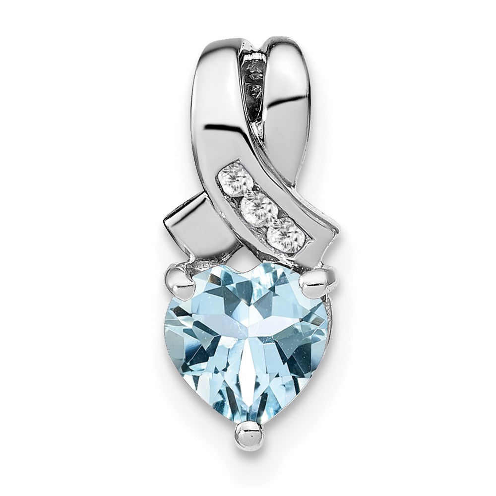 sterling silver aquamarine and real diamond pendant pm7401 aq 003 ssa