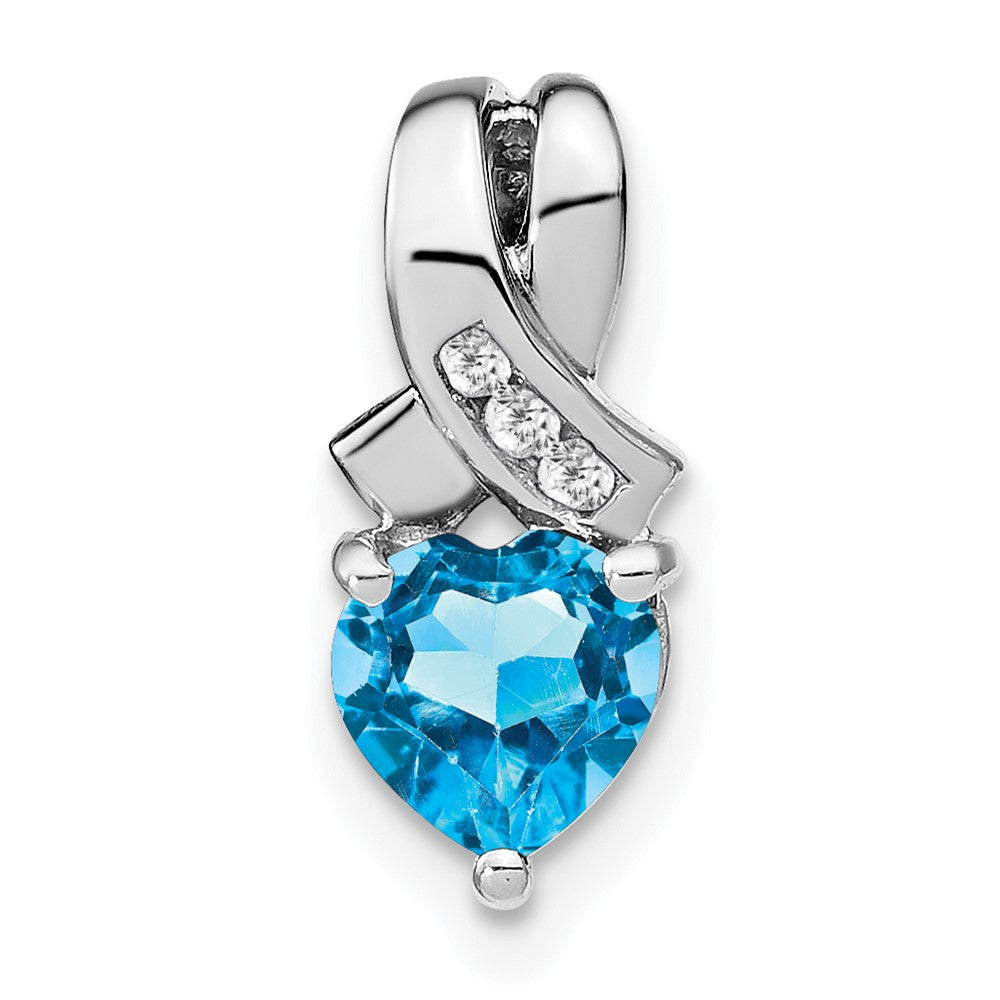 sterling silver blue topaz and real diamond pendant pm7401 bt 003 ssa