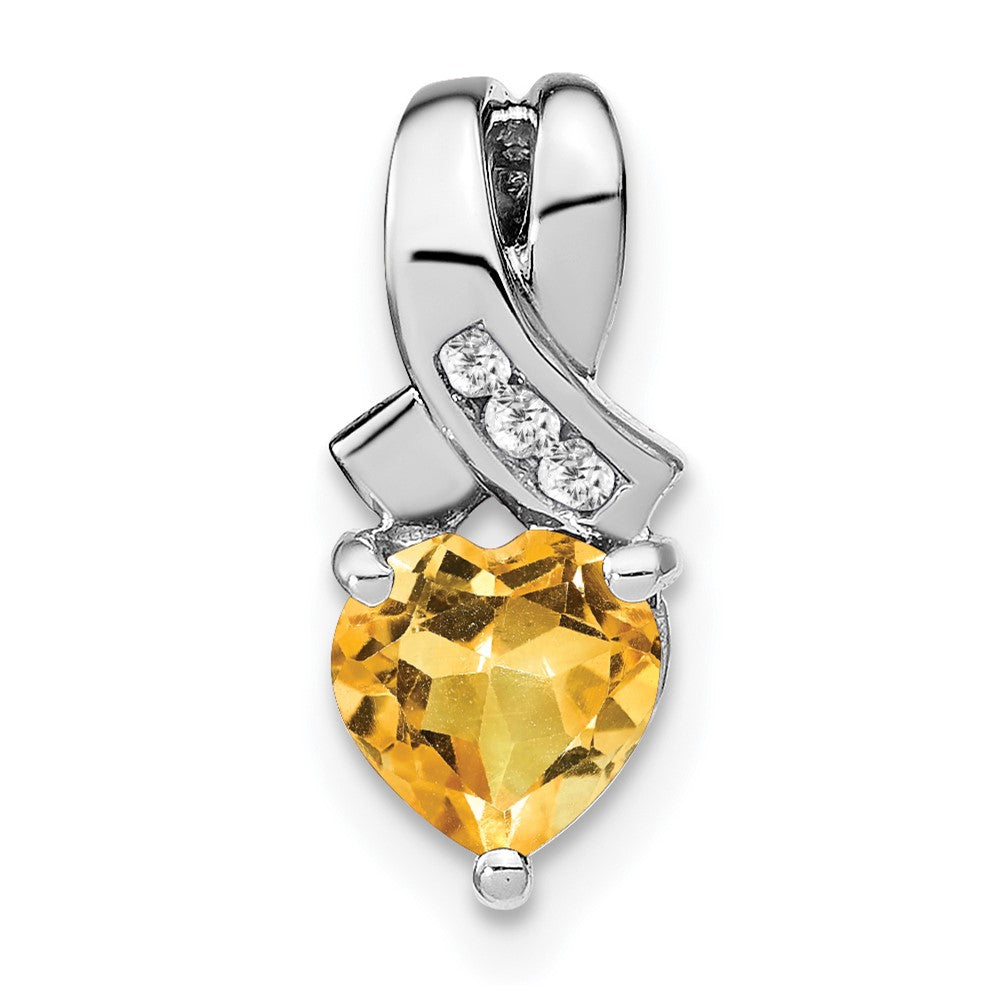 sterling silver citrine and real diamond pendant pm7401 ci 003 ssa