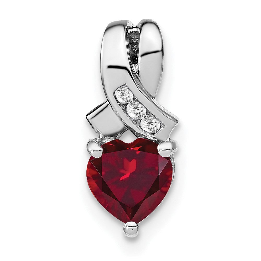 sterling silver created ruby and real diamond pendant pm7401 cru 003 ssa