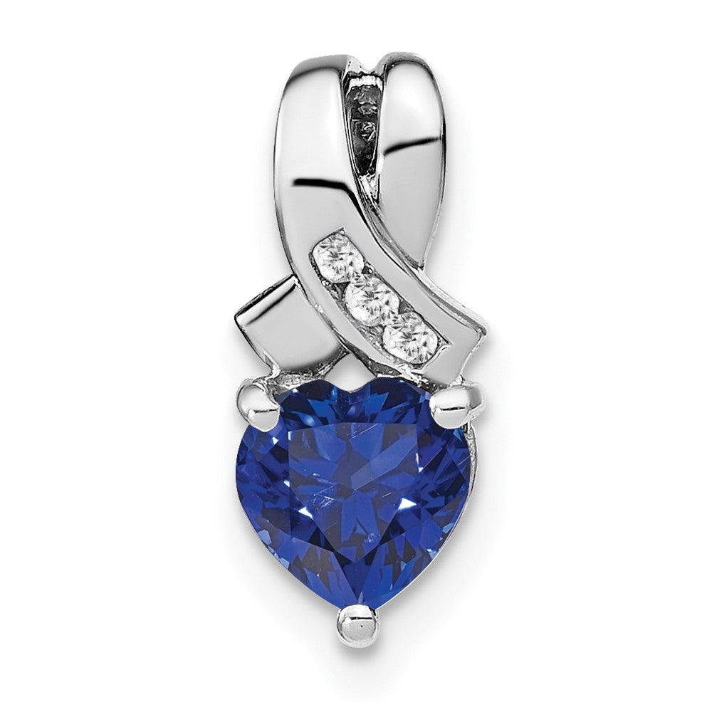 sterling silver created sapphire and real diamond pendant pm7401 csa 003 ssa