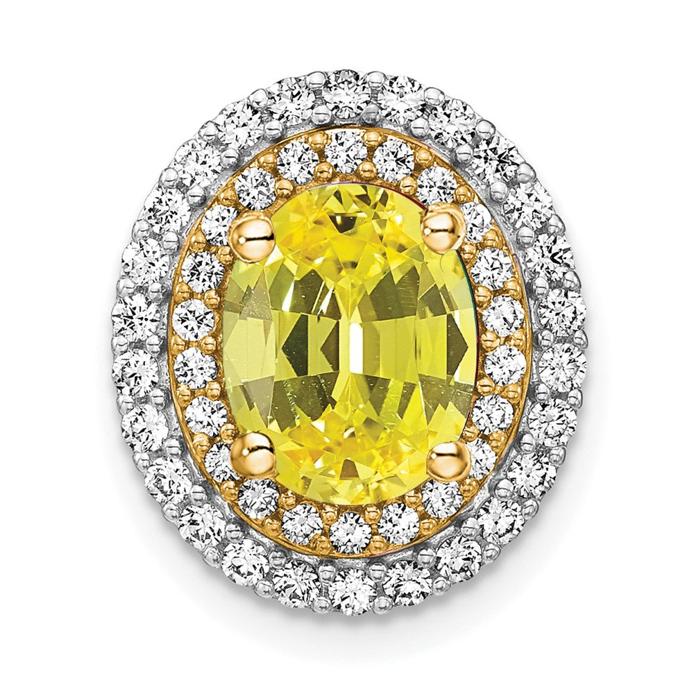 14k two tone gold lab grown real diamond created yellow sapphire pendant pm7500 cys 050 wylg