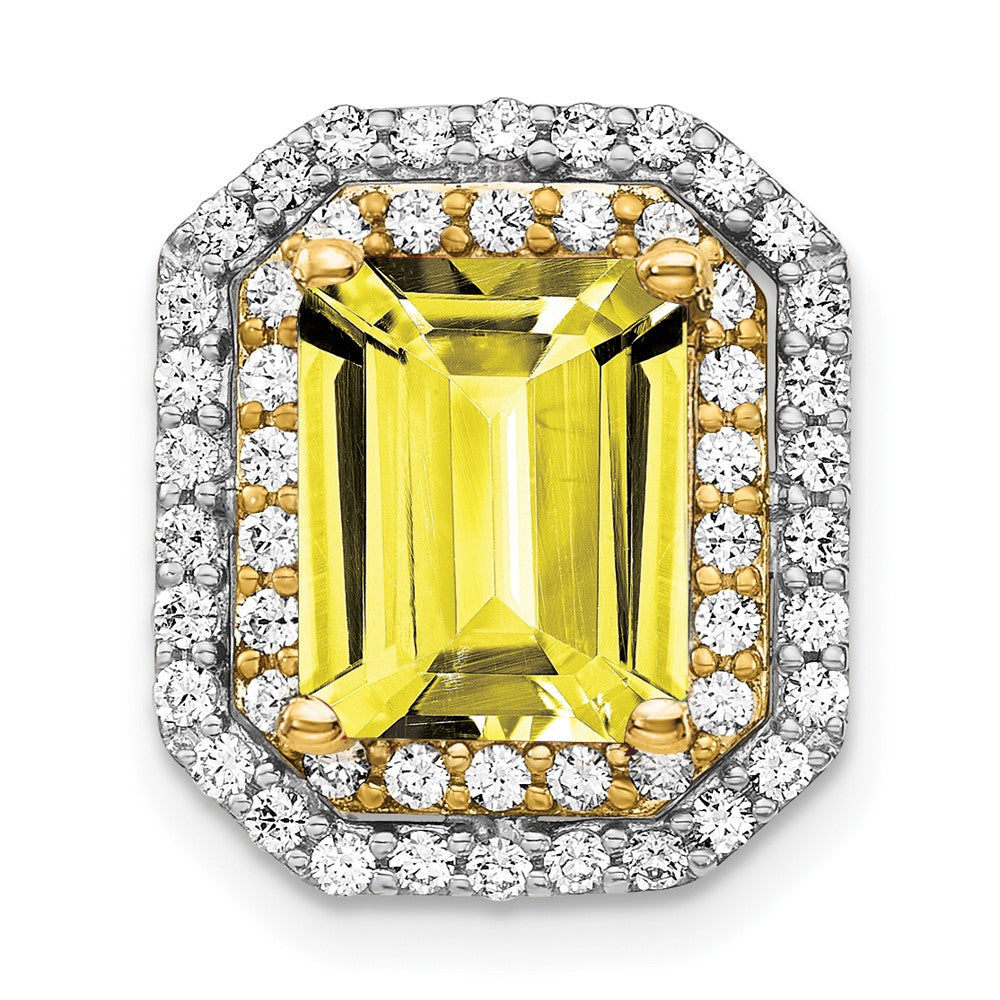 14k two tone gold lab grown real diamond created yellow sapphire pendant pm7504 cys 062 wylg