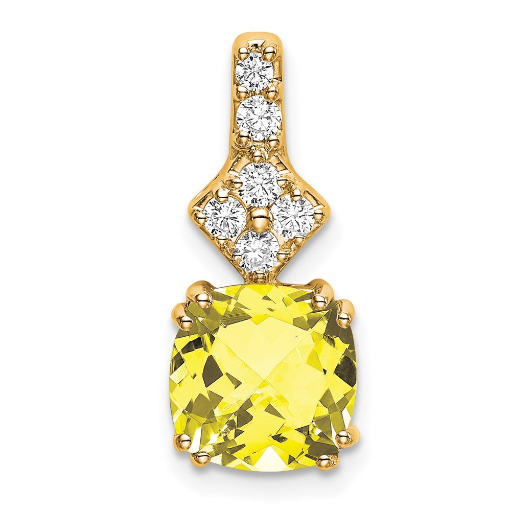 14k yellow gold lab grown real diamond created yellow sapphire pendant pm7515 cys 020 ylg