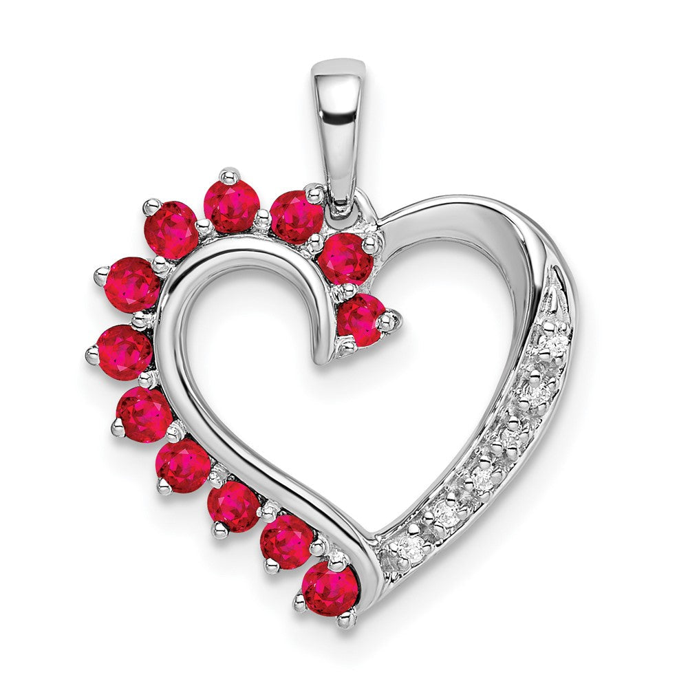 14k white gold ruby and real diamond heart pendant pm8433 003 wa