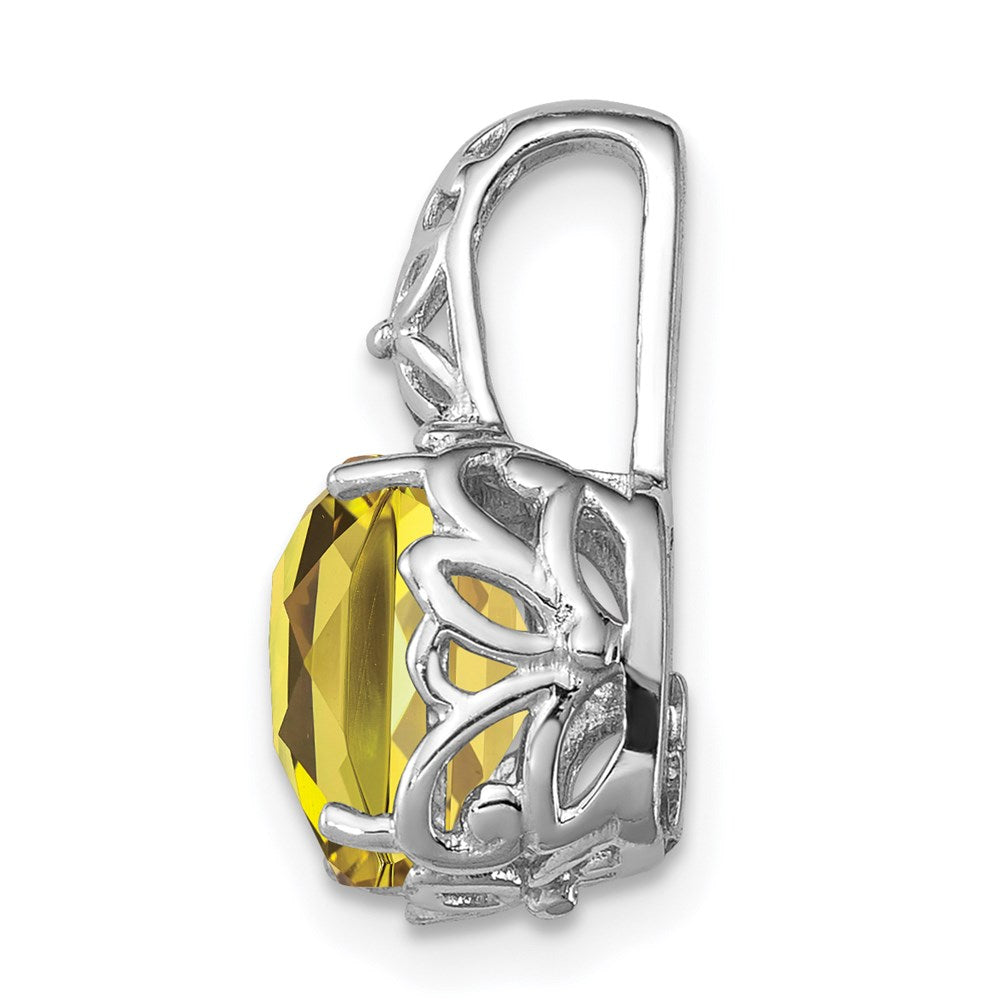 Sterling Silver Rhodium-plated Lemon Quartz Pendant
