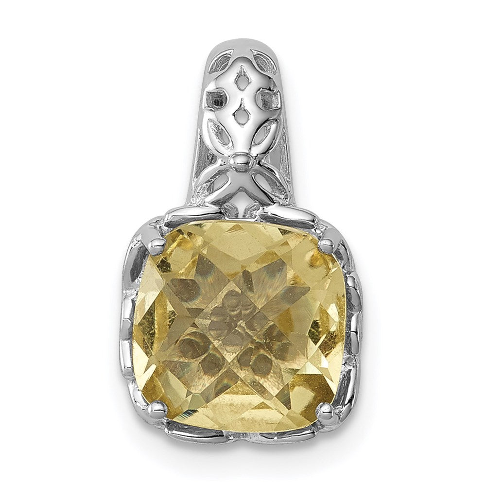 Sterling Silver Rhodium-plated Lemon Quartz Pendant