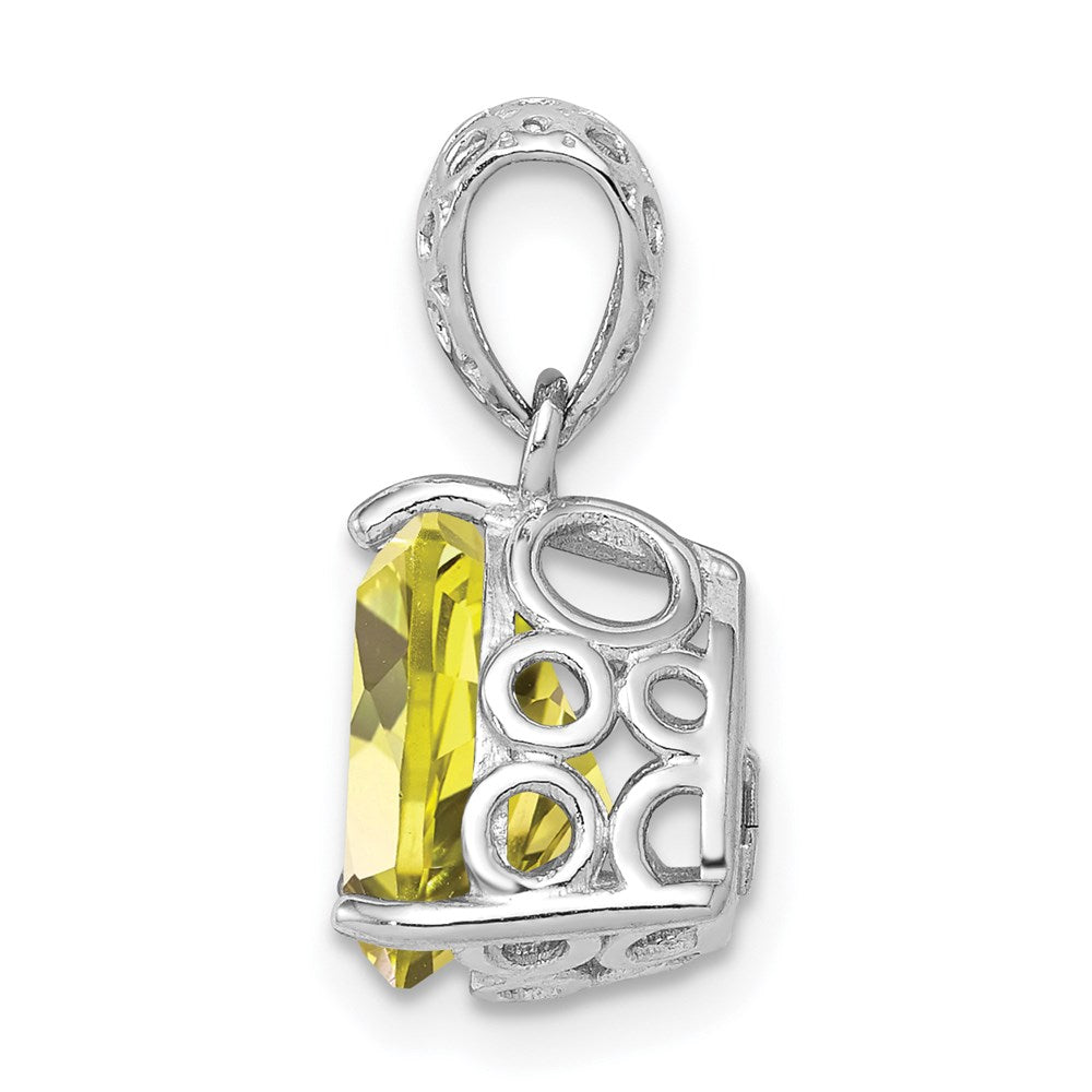Sterling Silver Rhodium-plated Lemon Quartz Pendant