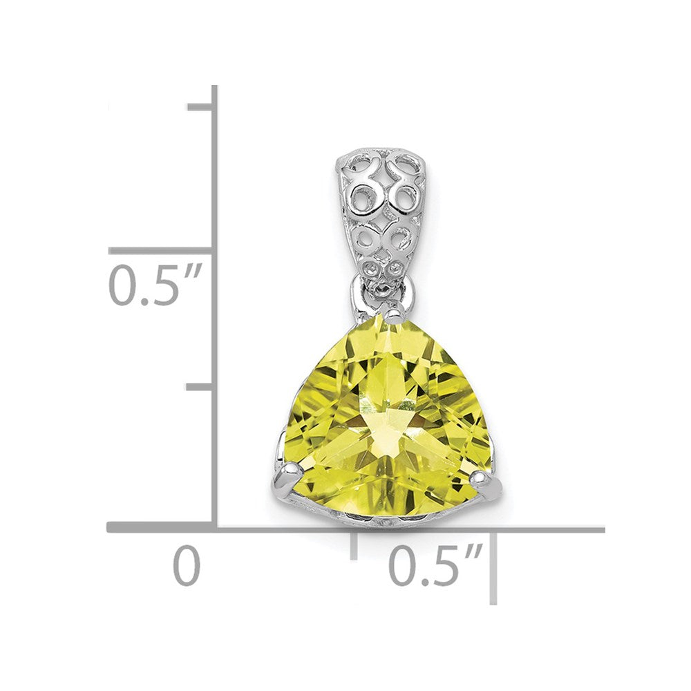 Sterling Silver Rhodium-plated Lemon Quartz Pendant