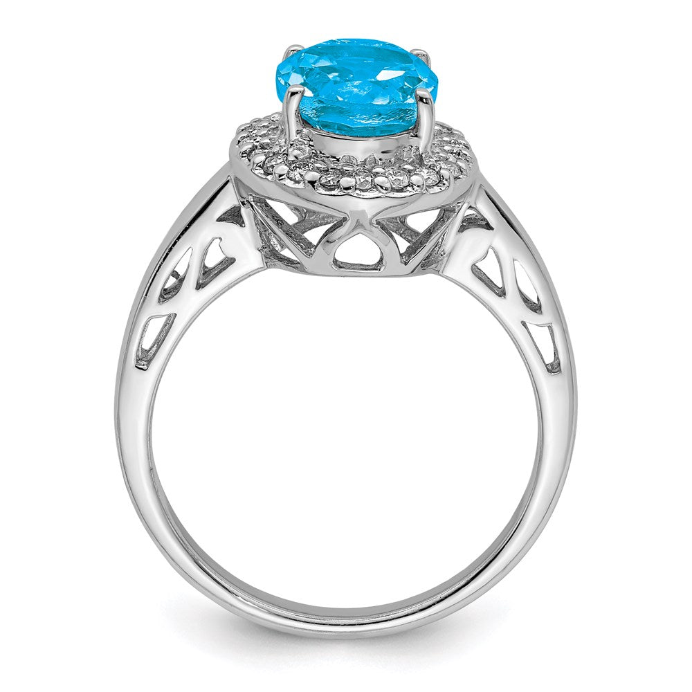 Sterling Silver Rhodium Blue Topaz u0026 Diamond Ring
