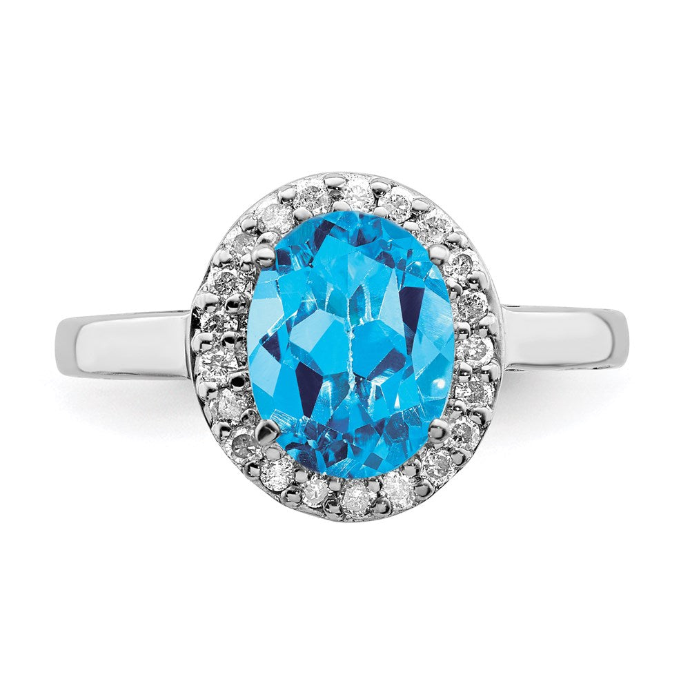 Sterling Silver Rhodium Blue Topaz u0026 Diamond Ring