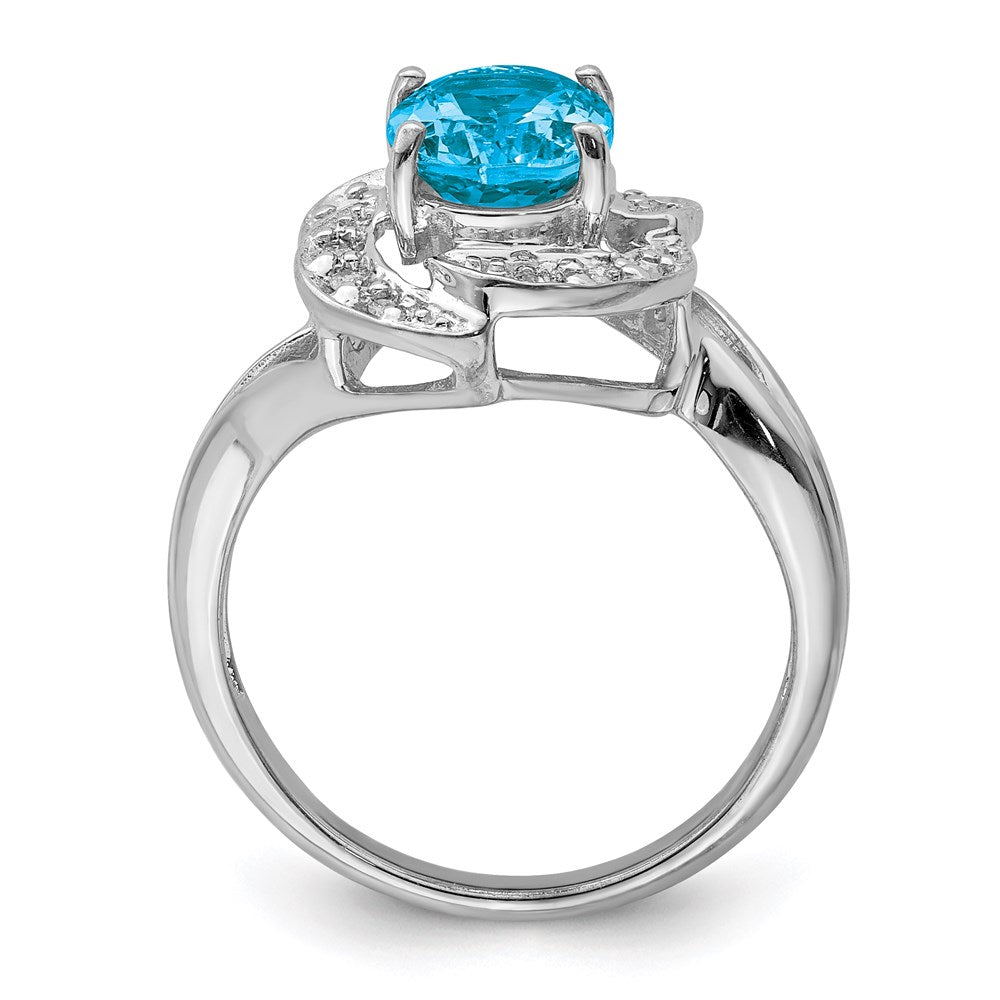 Sterling Silver Rhodium Blue Topaz u0026 Diamond Ring