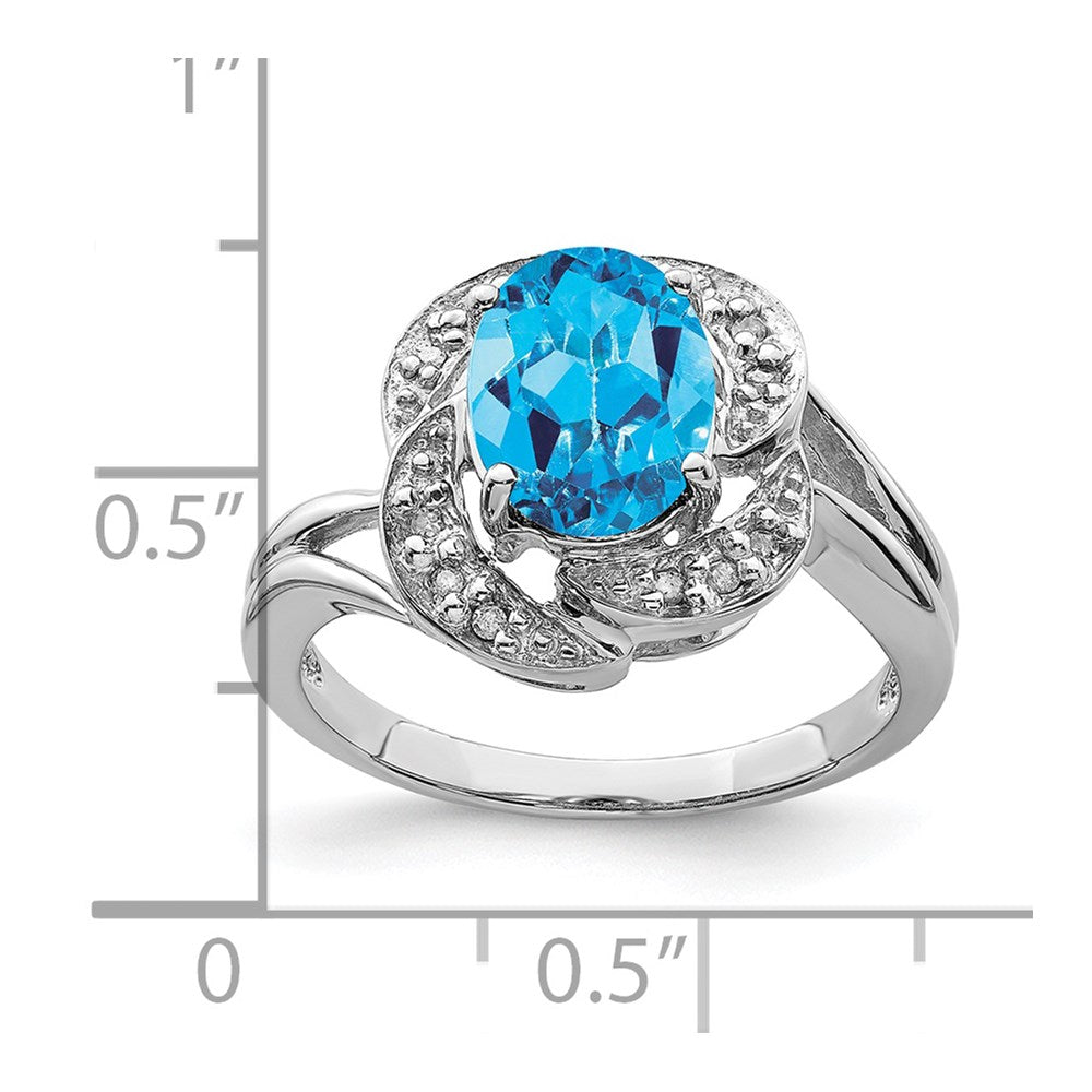 Sterling Silver Rhodium Blue Topaz u0026 Diamond Ring