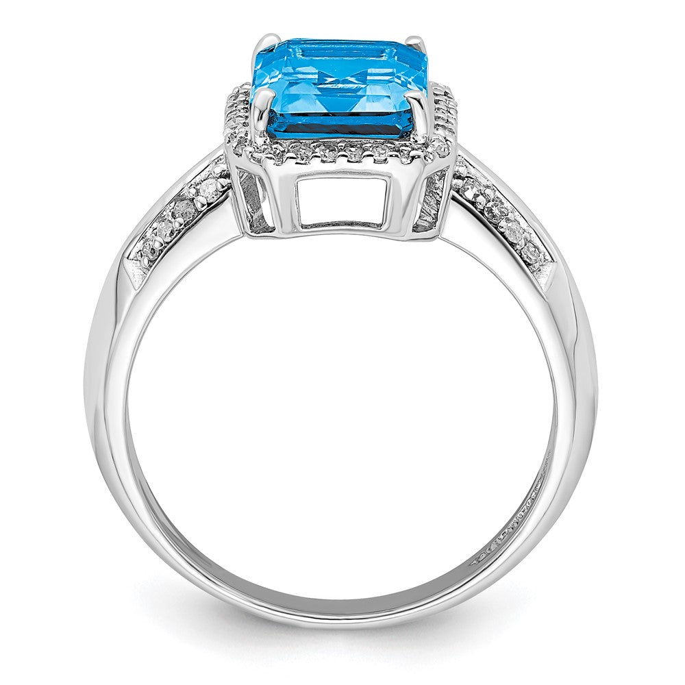 Sterling Silver Rhodium Blue Topaz u0026 Diamond Ring