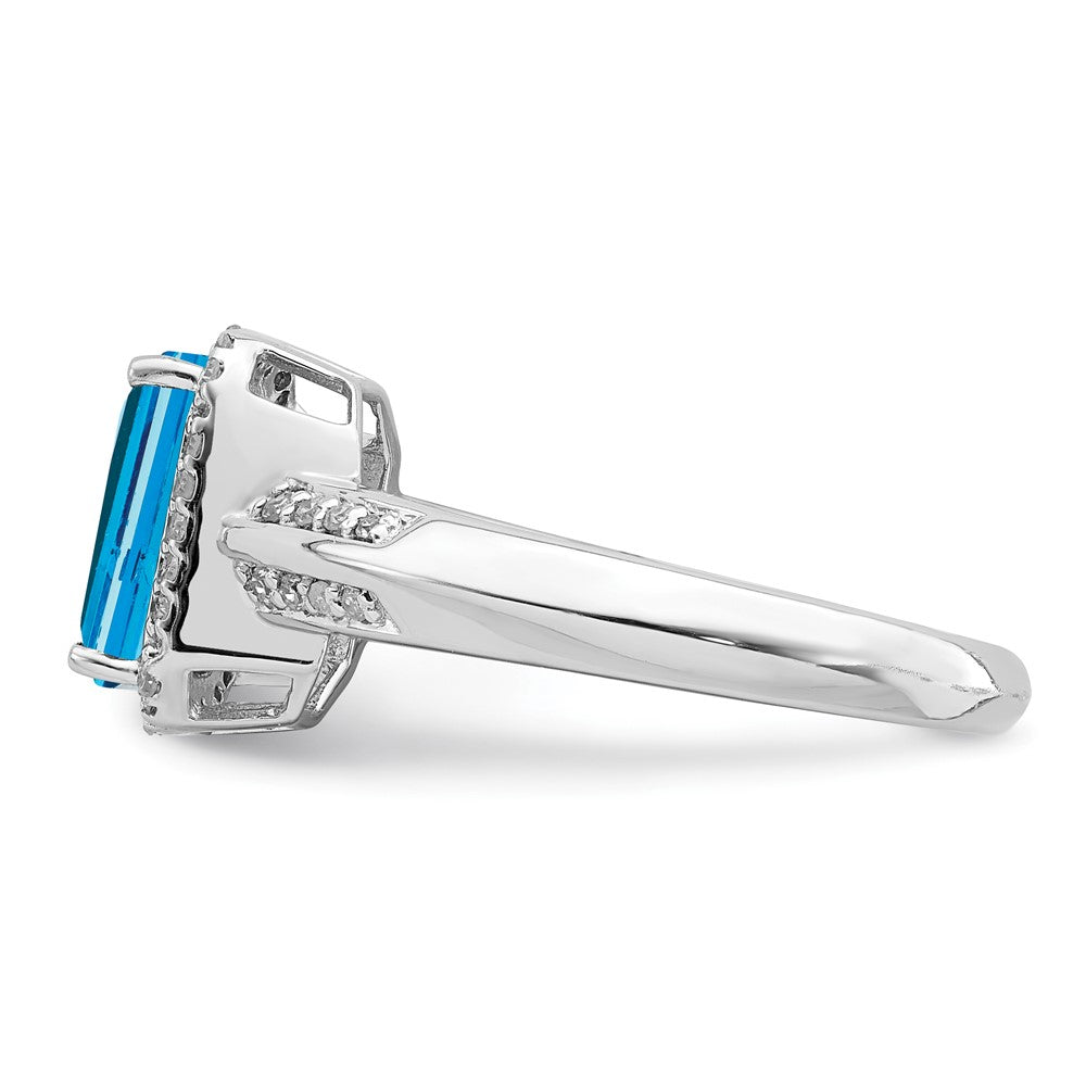 Sterling Silver Rhodium Blue Topaz u0026 Diamond Ring