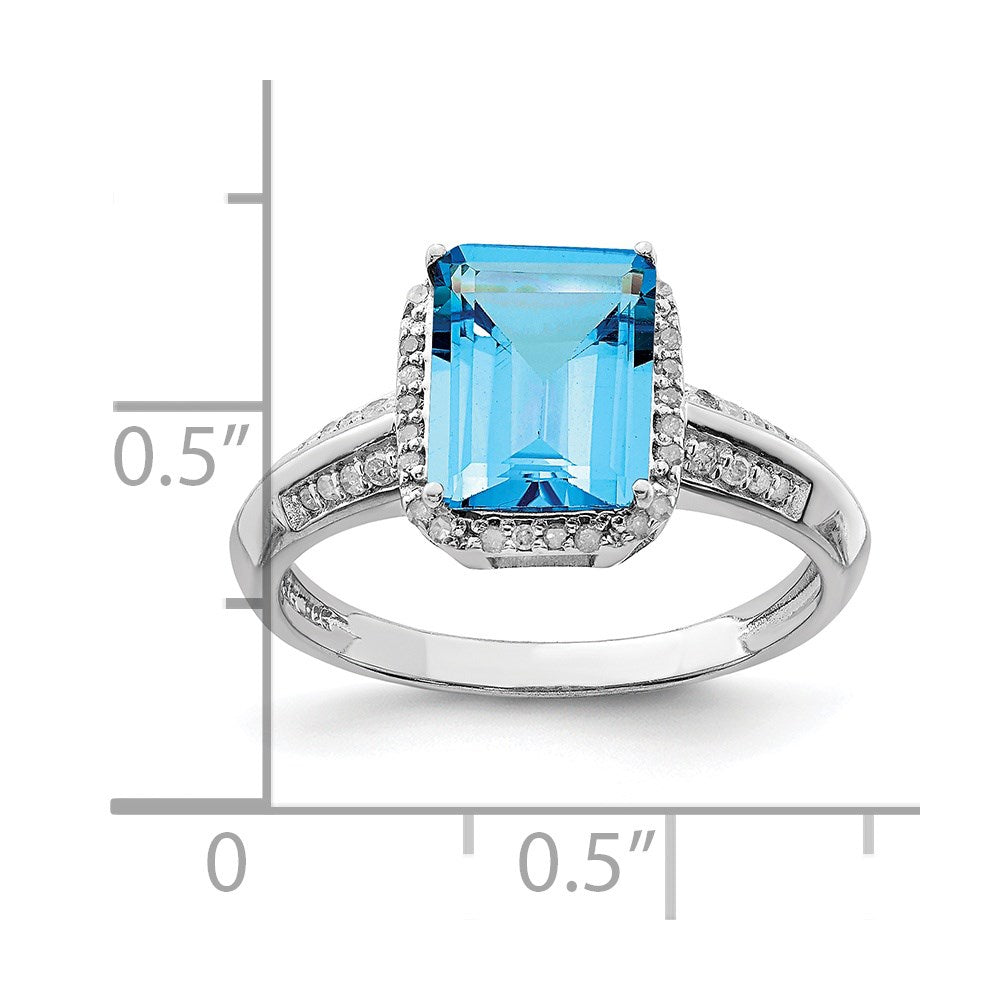 Sterling Silver Rhodium Blue Topaz u0026 Diamond Ring
