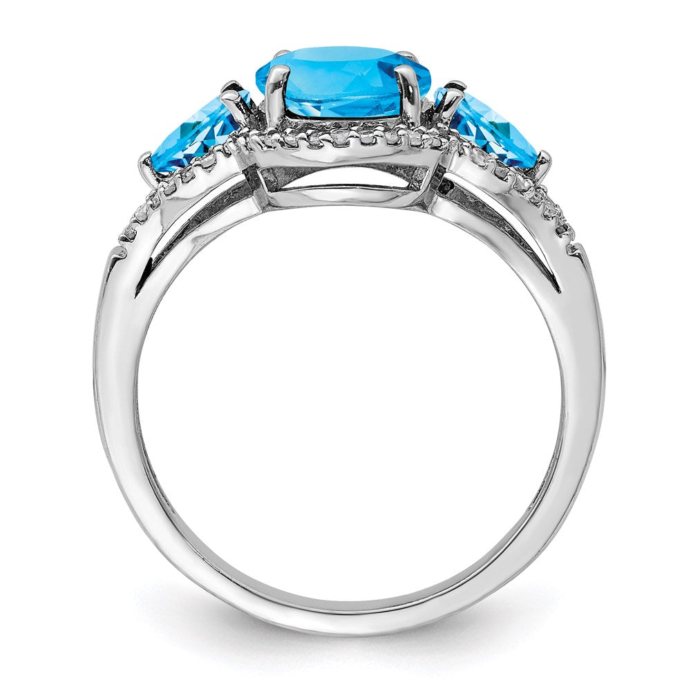 Sterling Silver Rhodium Blue Topaz u0026 Diamond Ring