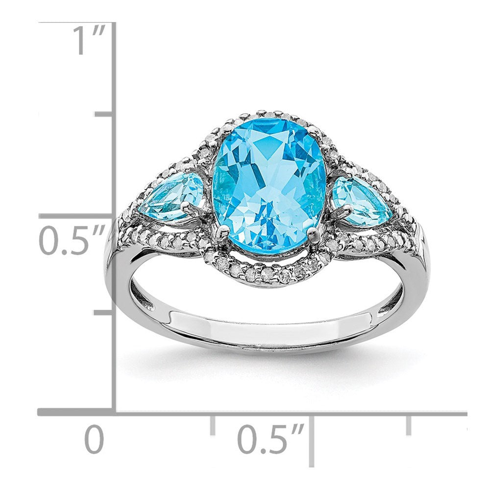 Sterling Silver Rhodium Blue Topaz u0026 Diamond Ring