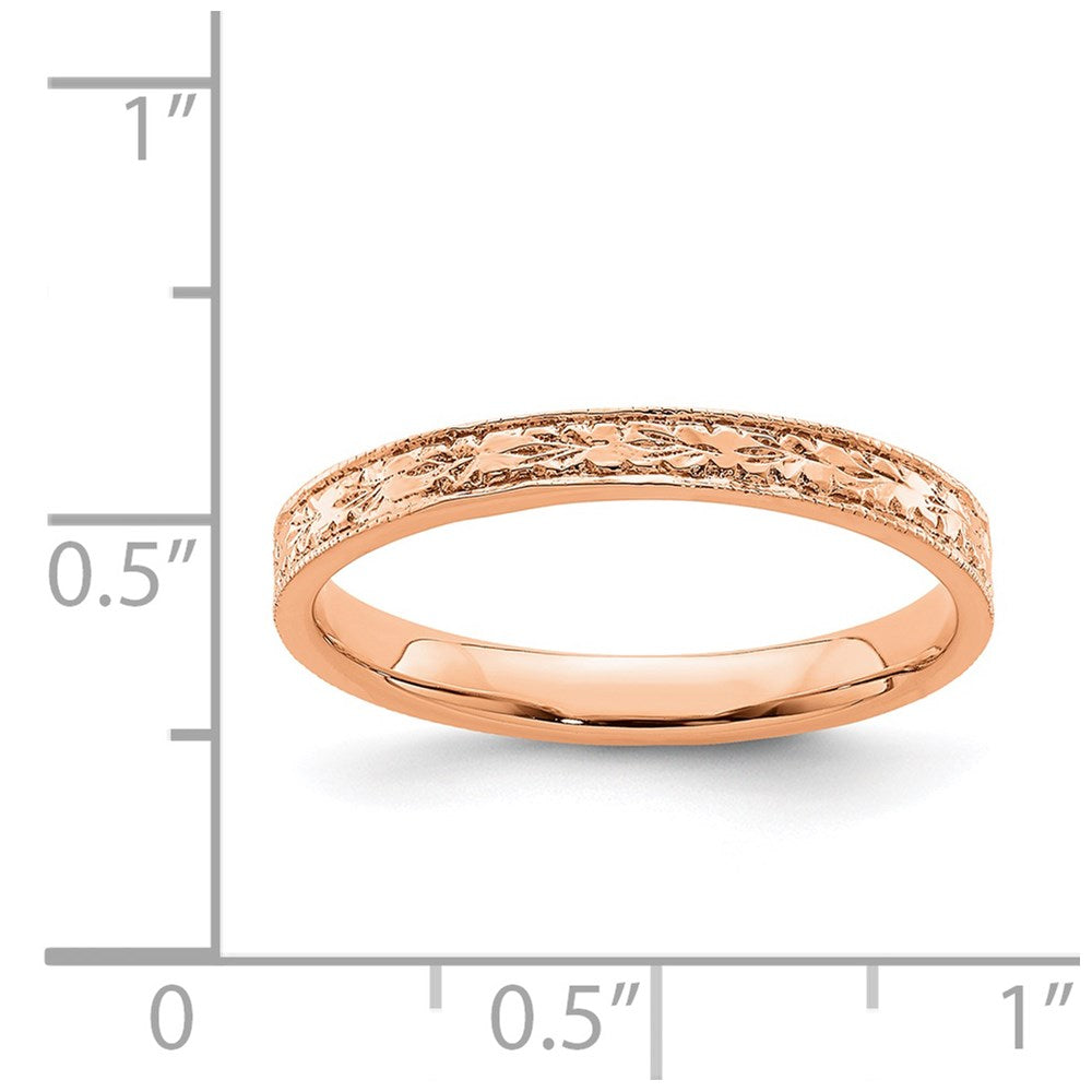 14k rose gold polished floral band r672r