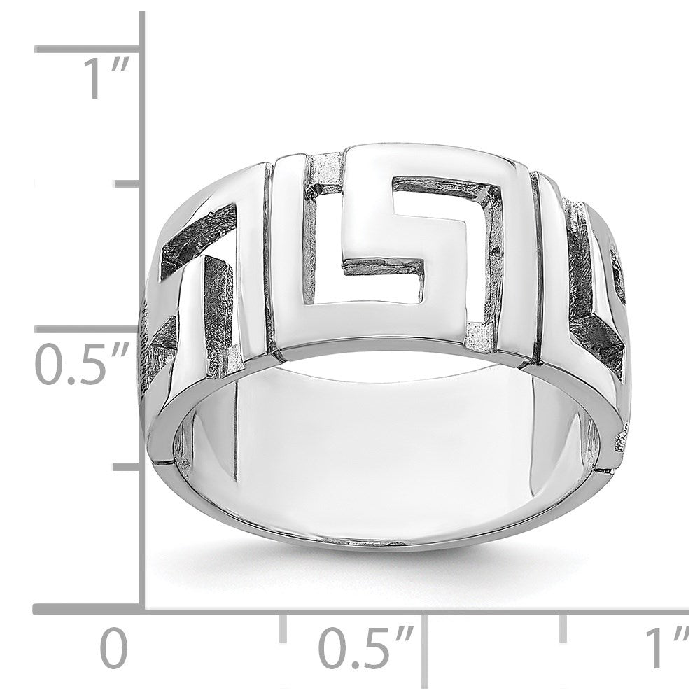 14k white gold cut out greek key band r873