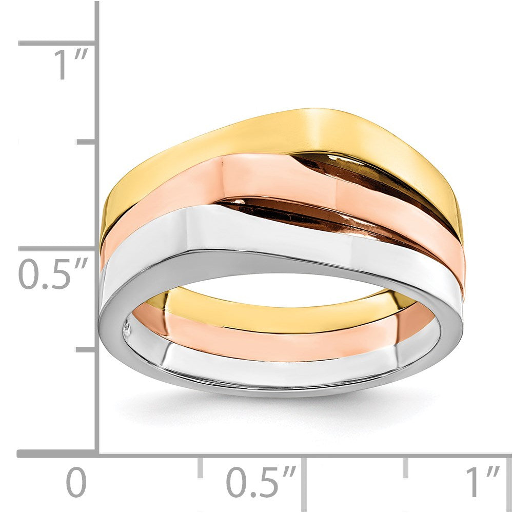 14k tri color gold triple peaked top band r884