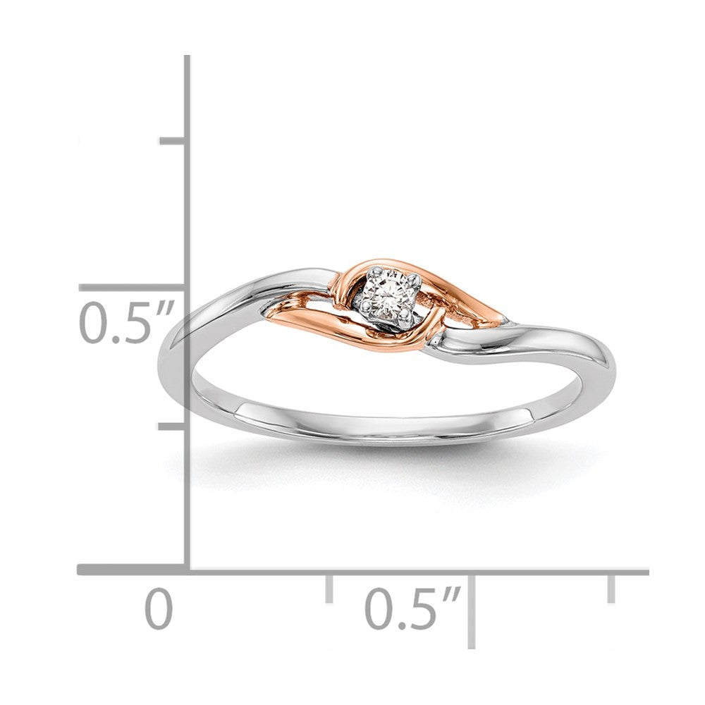 14K White Gold & Rose Gold Comp. Real Diamond Promise/Engagement Ring
