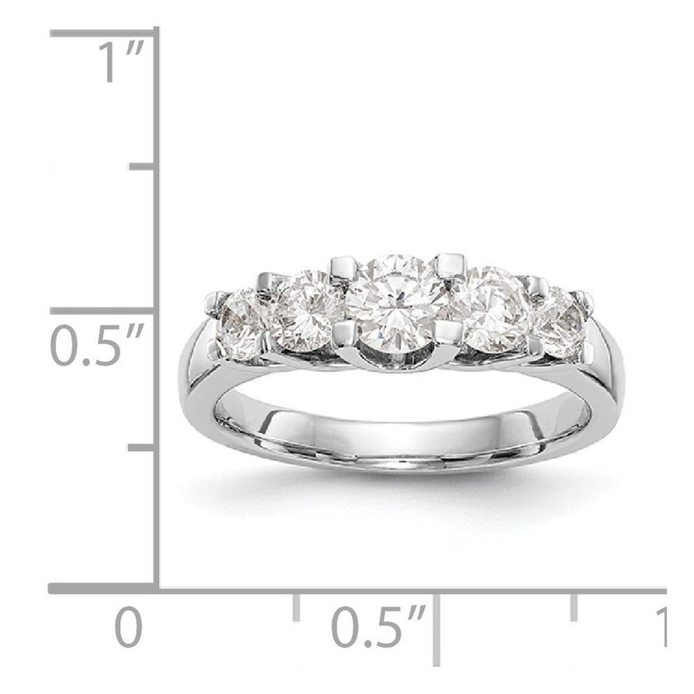 14K White Gold 5-Stone Real Diamond Band